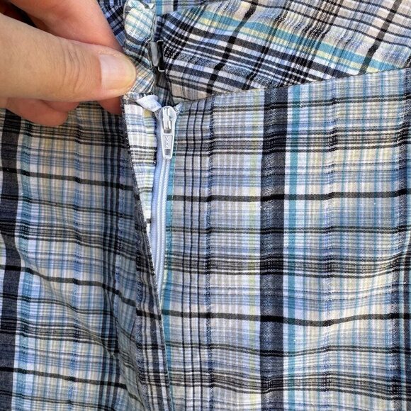 DFA New York Mens Blue White Plaid Preppy Golf Flat Front Cotton Casual Shorts 1 - Picture 7 of 9